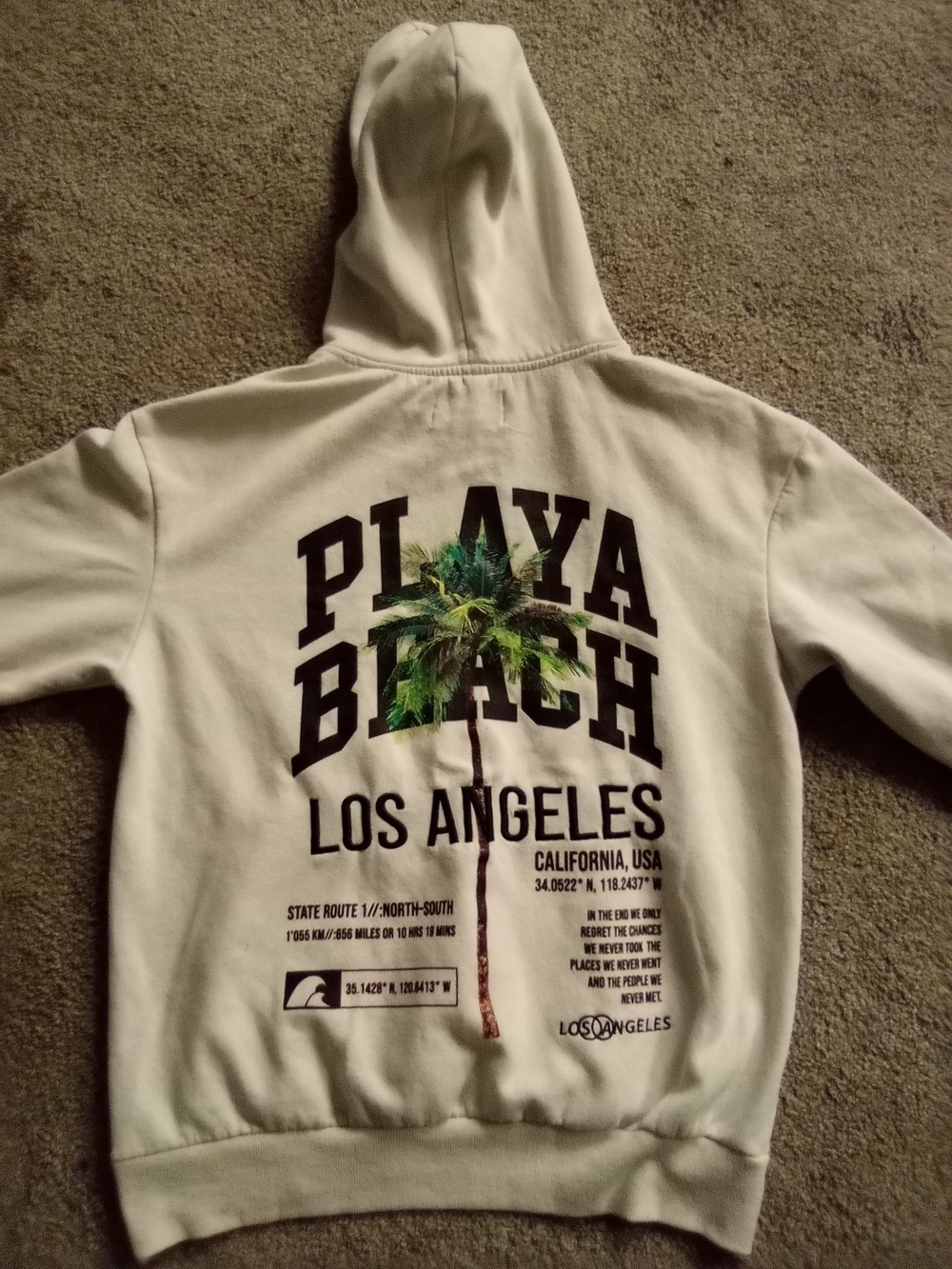 Los Angeles Apparel White Crewneck Sweatshirt with Green Palm Graphic